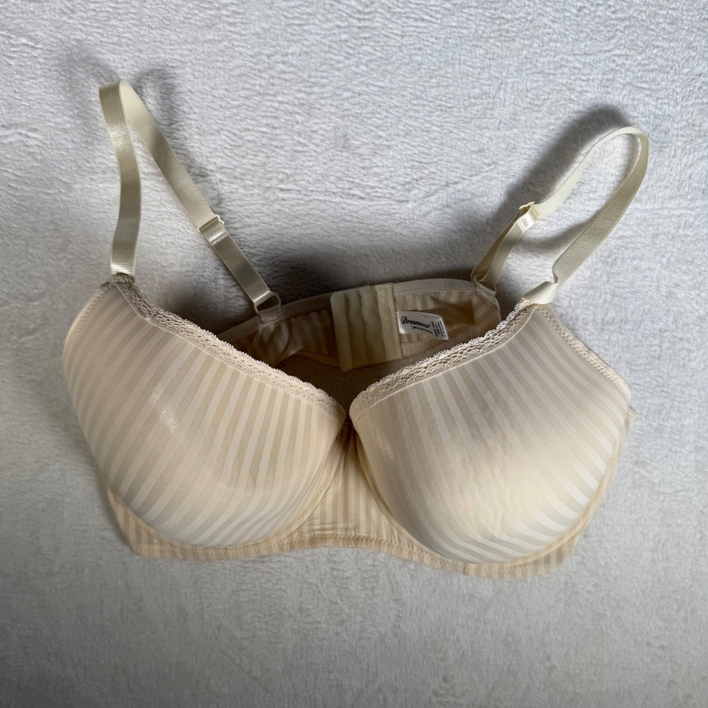 Dreamwear Bra Beige Stripe Full Coverage Underwire Support Size 44D‎